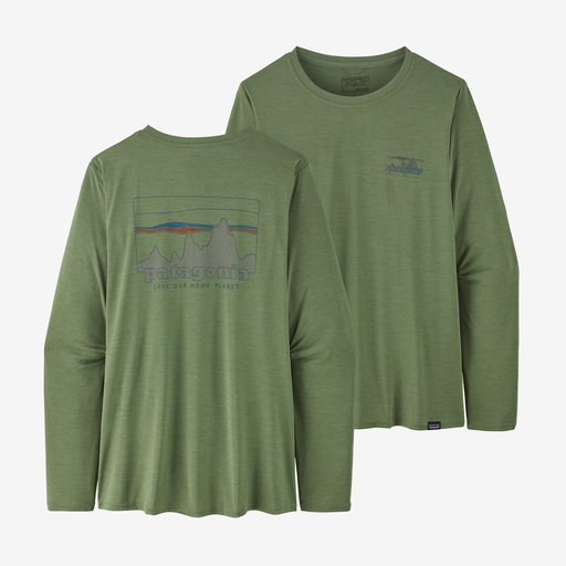 Patagonia Womens L/S Cap Cool Daily Graphic Shirt -'73 Skyline: Sedge Green X-Dye